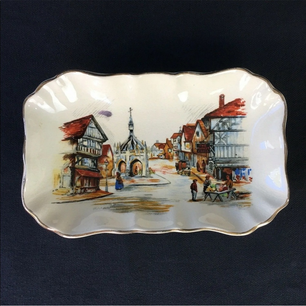 Vintage Sandland Ware Lancaster England Butter/Pin Dish “The Market Cross”
